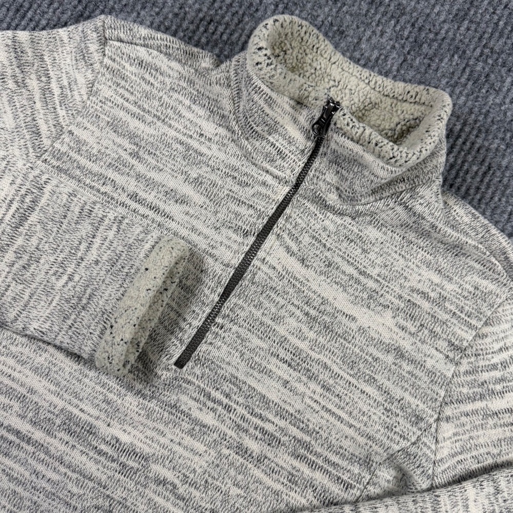 KUHL Womens Grey Marled Quarter Zip Fleece Pullover Sherpa Collar Size Large